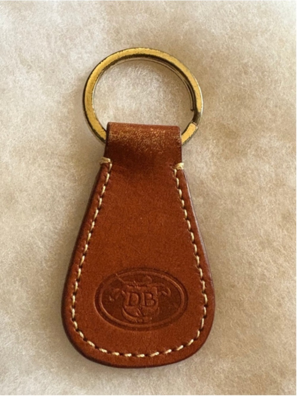 Dooney & Bourke Brown Gold Leather Keychain Ring Charm One Size